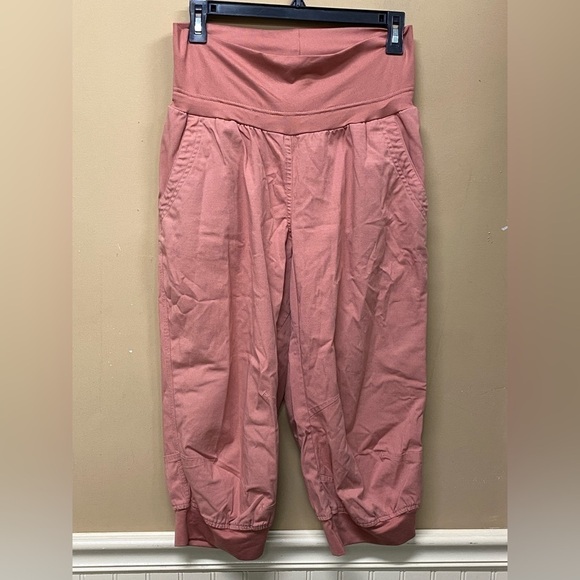 Adidas Salmon Pink Canvas Cropped Joggers Size L - Picture 1 of 9